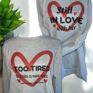 Gray Sweatshirt with Red Heart Design
